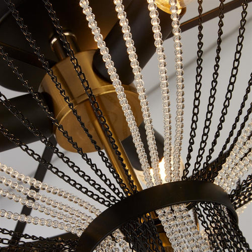 Searchlight Baguette 3-lichts plafondlamp, zwart, gesatineerd messing