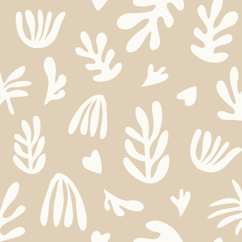 ESTAhome behang planten in Matisse stijl beige en wit - 50 x 900 cm - 131016