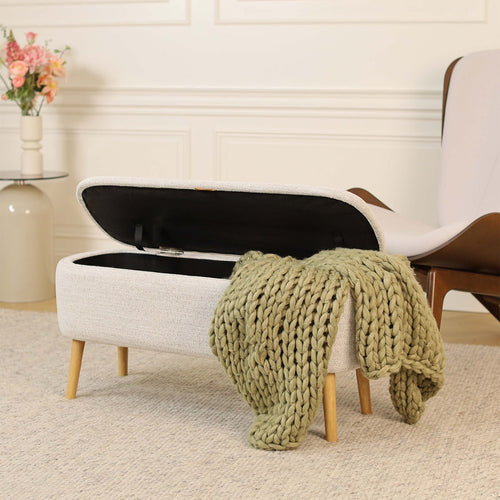 Nolon Juna bankje met opbergruimte beige melange  - 95 x 37 cm