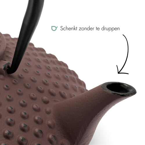 Bredemeijer - Gietijzeren theepot Xilin - 1,25 liter - Aubergine - Met filter - vtwonen shop