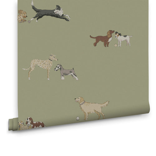 Sophie Allport Vliesbehang Kinderkamer - Doggy Daycare Mossbank Green