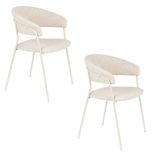 Housecraft Living Zeri Eetkamerstoelen armleuning Off white - Set van 2 - vtwonen shop