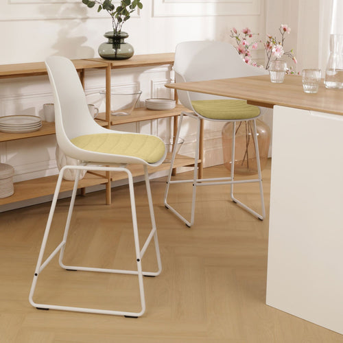 Nolon Nino-Liv barkruk wit met warm oker zitkussen - wit onderstel - 65 cm