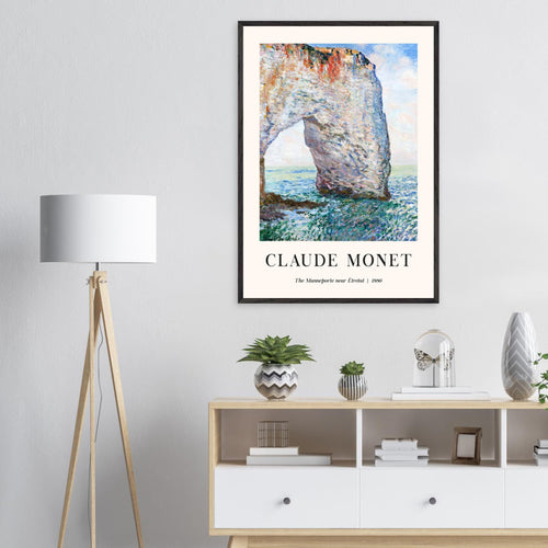 Artfulprints Poster met Lijst Claude Monet - The Manneport near Étretat   - 30x40 cm - Lichtblauw