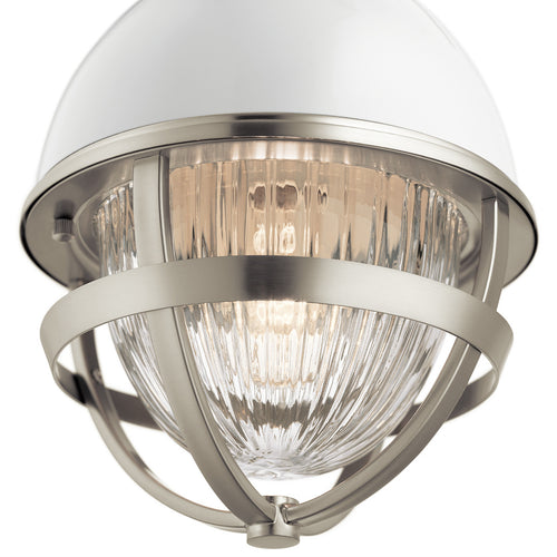 Elstead Kichler Tollis Globe hanglamp geborsteld nikkel en wit