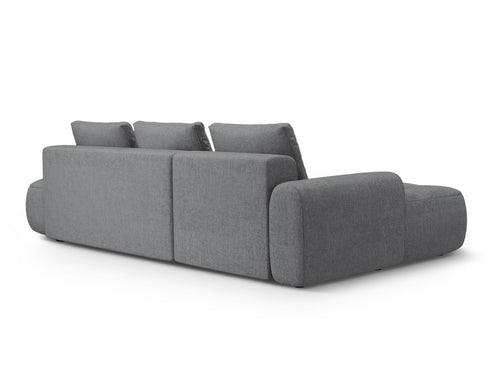 Cosmopolitan Design Uitklapbare hoekbank links met opbergdoos Linz 3-zits, structurele stof grijs - 142x275x84cm