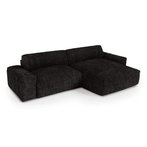 Sia Home - Rechte hoekbanken BLISS - XXL ribfluweel - Zwart - 220cm
