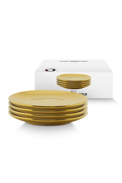 vtwonen Ontbijtborden - Bordenset 4 persoons - Serviesset van 4 - Gouden servies - 12cm ontbijtbord - vtwonen shop