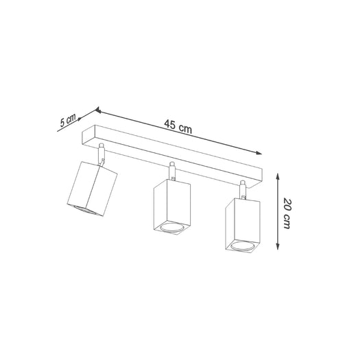 Sollux Lighting Plafondlamp KEKE 3 eik - 45x5x20cm
