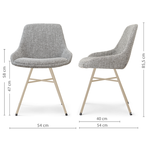 Nolon Noa-Isa eetkamerstoel grijs blend - beige onderstel