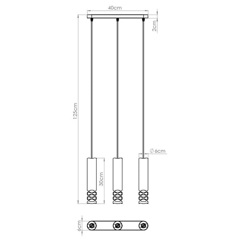 Sollux Lighting Hanglamp LIRO 3L wit - 40x6x125cm