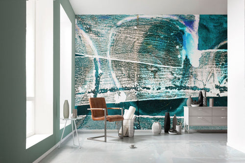 Sanders & Sanders fotobehang kunst blauwgroen - 500 x 280 cm - 612373