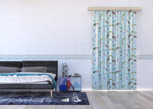 Sanders & Sanders zelfklevende behangrand veren vergrijsd blauw - 500 x 14 cm - 600083