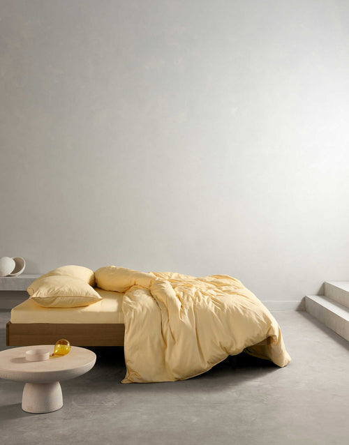 Essenza Minte dekbedovertrek - Lits-Jumeaux - 240x200/220 cm - Yellow straw