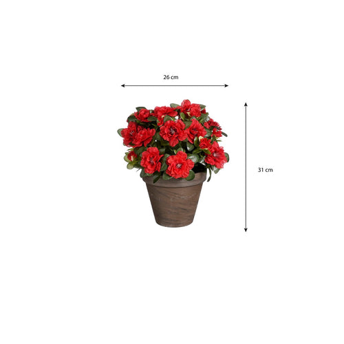 Mica Decorations Azalea Kunstplant in Bloempot Stan - H31 x Ø26 cm - Rood