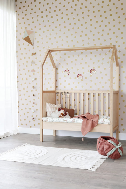 ESTAhome behang stippen zacht roze en goud - 53 cm x 10.05 m - 139244