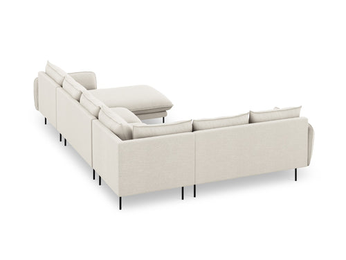 Cosmopolitan Design Panoramische hoekbank links Vienna 7-zits, structurele stof, lichtbeige - 235x330x95cm