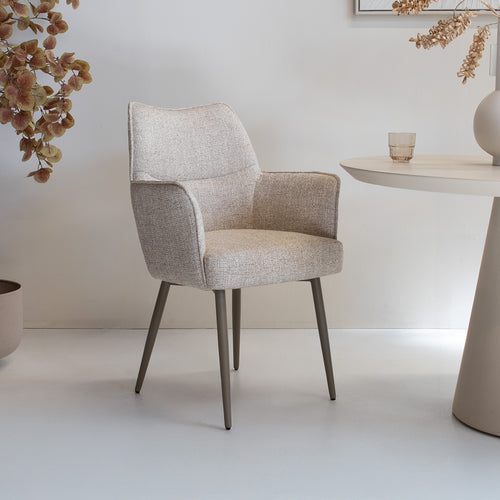 DÉJA Living Eetkamerstoel Zayn - Beige/Taupe - Zithoogte 47cm - Set van 2