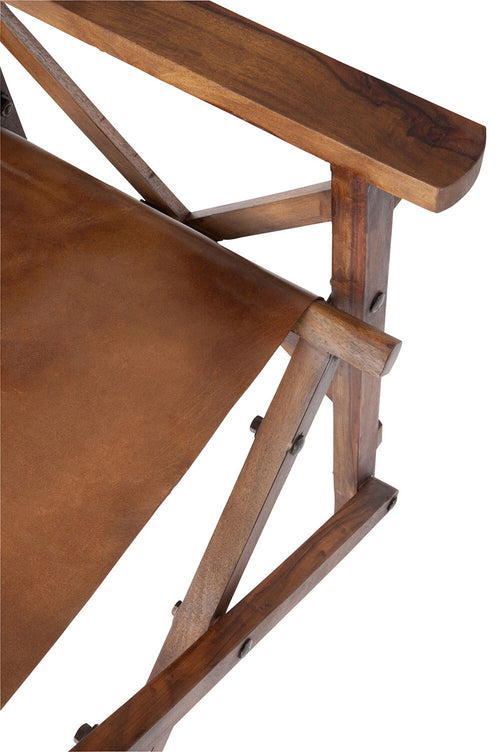 J-Line regisseurstoel Plooibaar - hout/leder - cognac - vtwonen shop