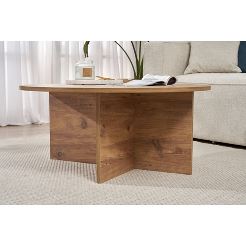 Calicosy - SOLEIL Salontafel met afgerond blad - Naturel - 90x90x40 cm