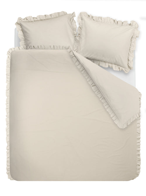 Ambiante Dekbedovertrek Uni Ruffle - 200 x 200/220 cm - Zand