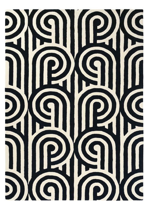 Laagpolig vloerkleed Florence Broadhurst Turnabouts Black 039205 250x350 cm - vtwonen shop