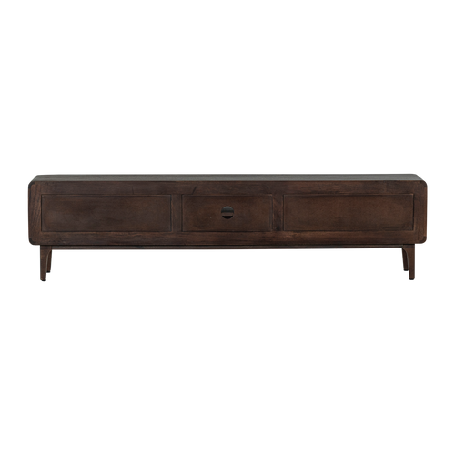 WOOOD tv meubel 200 cm Liya - Mangohout - Donkerbruin - 50x200x35