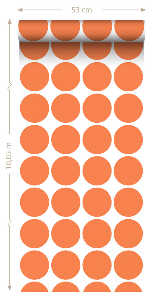ESTAhome behang grote bollen oranje - 50 x 900 cm - 131558 - vtwonen shop