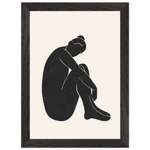 Artfulprints Poster met Lijst Matisse - The shy lady   - A4 21x29.7 cm - Zwart / Wit