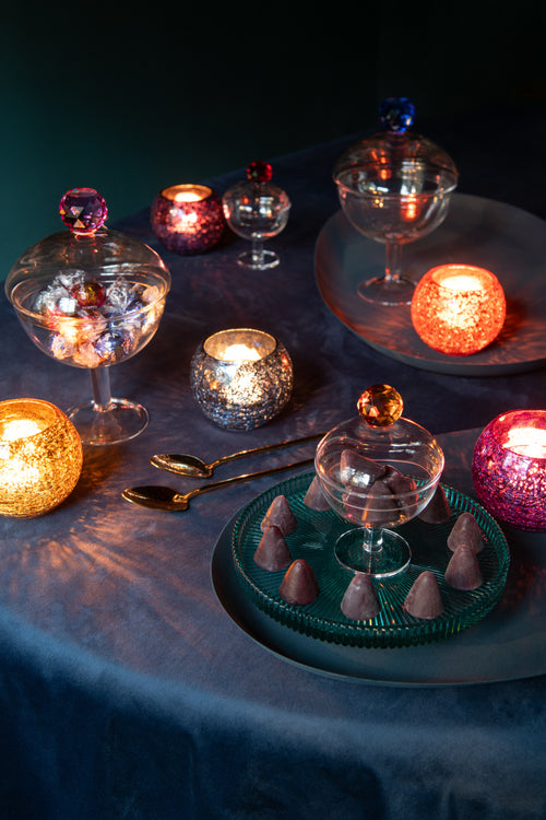 J-Line theelichthouder Bal Craquelé - glas - mix - 6 stuks - vtwonen shop