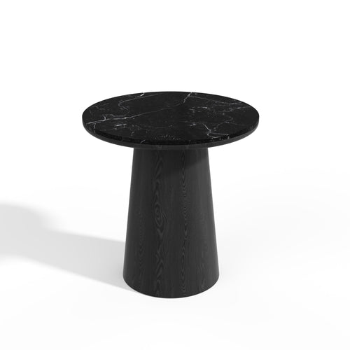 Premium Interiors - Bijzettafel VERO - multiplex en marmer zwart marmer en zwart hout 50cm
