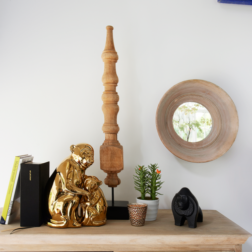 Sia Deco - Houten standbeeld op voet - Bruin / 40 cm - Bruin - Hout - H41 - vtwonen shop