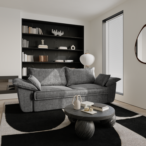 Sia Home - Rechte bank SASHA -  Fluweel - Grafiet grijs - 232cm - vtwonen shop