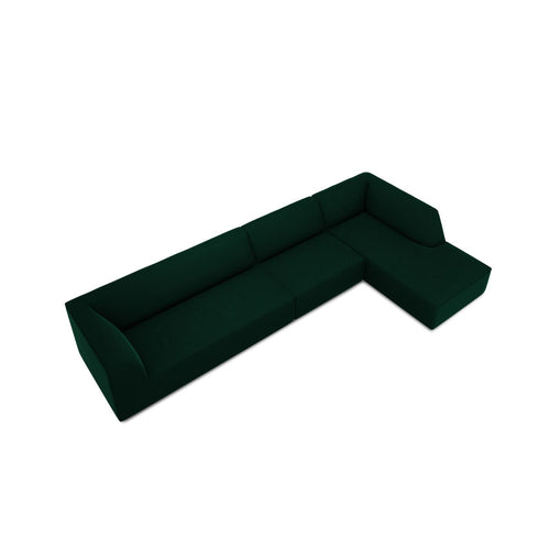 Cosmopolitan Design - Modulaire hoekbank rechts Siena 5-zits, flueel flessengroen - 180x366x69cm