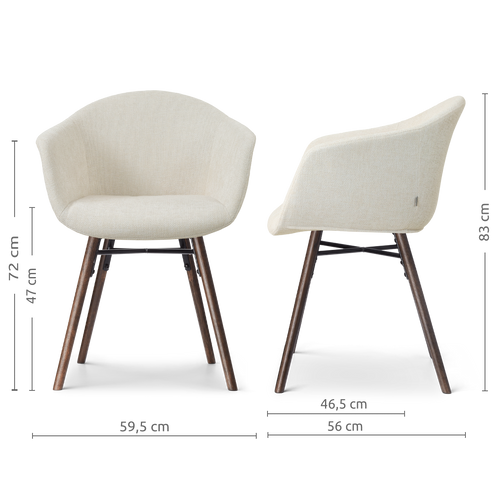 Nolon Nena-Otis Eetkamerstoel Cotton Beige - met Armleuning - Walnoot - vtwonen shop