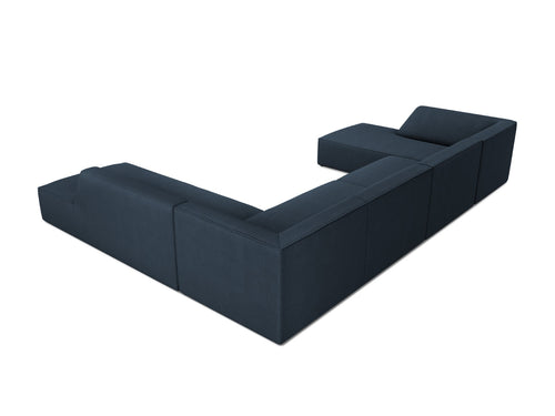 Micadoni Panoramische hoekbank rechts Ruby 7-zits, structurele stof, marineblauw - 273x366x69cm