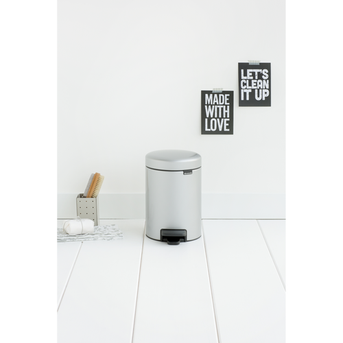 Brabantia NewIcon Pedaalemmer, 3 liter, kunststof binnenemmer - Metallic Grey