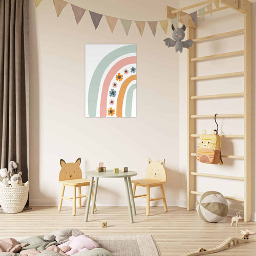 Artfulprints  Regenboog met bloemen I   poster 30x40 cm - vtwonen shop