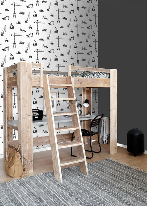 ESTAhome behang voertuigen zwart wit - 53 cm x 10.05 m - 139263