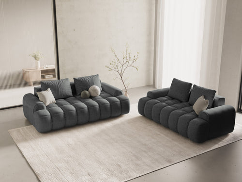 Cosmopolitan Design Bank Linz 3-zits, structurele stof grijs - 100x200x84cm