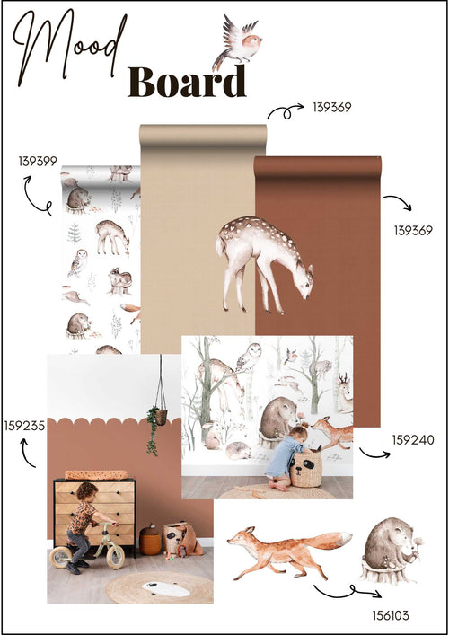 ESTAhome muursticker bosdieren bruin - 33 x 47.5 cm - 156115