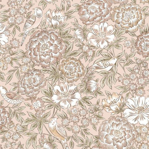 Borastapeter behang bloemen en vogels roze - 53 cm x 10.05 m - 660861 - vtwonen shop