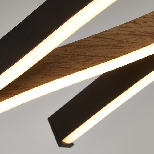 Bloom Swirl LED-plafondhanger, zwart met houteffect