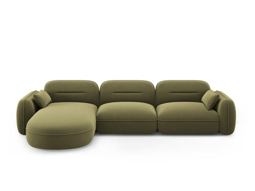 Cosmopolitan Design Modulaire hoekbank links Sydney 4-zits, flueel, lichtgroen - 165x320x70cm