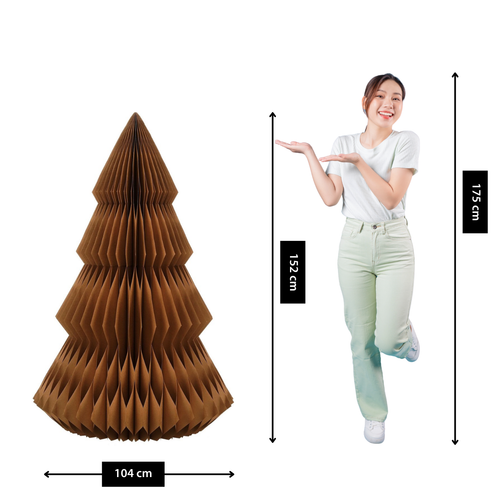 Mica Decorations Papieren Kerstboom - Opvouwbare Kunstkerstboom - H152 x Ø104 cm - Kerst Decoratie - FSC Mix - Bruin
