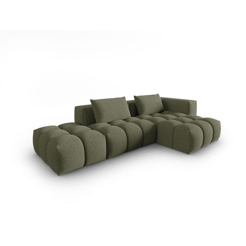 Cosmopolitan Design - Modulaire hoekbank rechts Verona 4-zits, structurele stof donker olijfgroen - 145x265x70cm