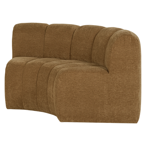 WOOOD eetbank halfronde hoek rugleuning Mojo - Rib - Honinggeel - 83x152x74