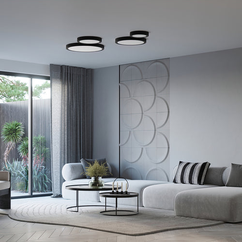 Sollux Lighting Plafondlamp ONYX 60 zwart LED 3000K - 60x60x6cm