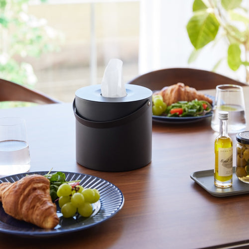 Yamazaki Tissuebox Rond met Handvat - Tower - Zwart