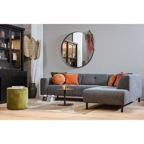 WOOOD poef laag Sara - Velvet -  Army - 46xØ46cm - vtwonen shop